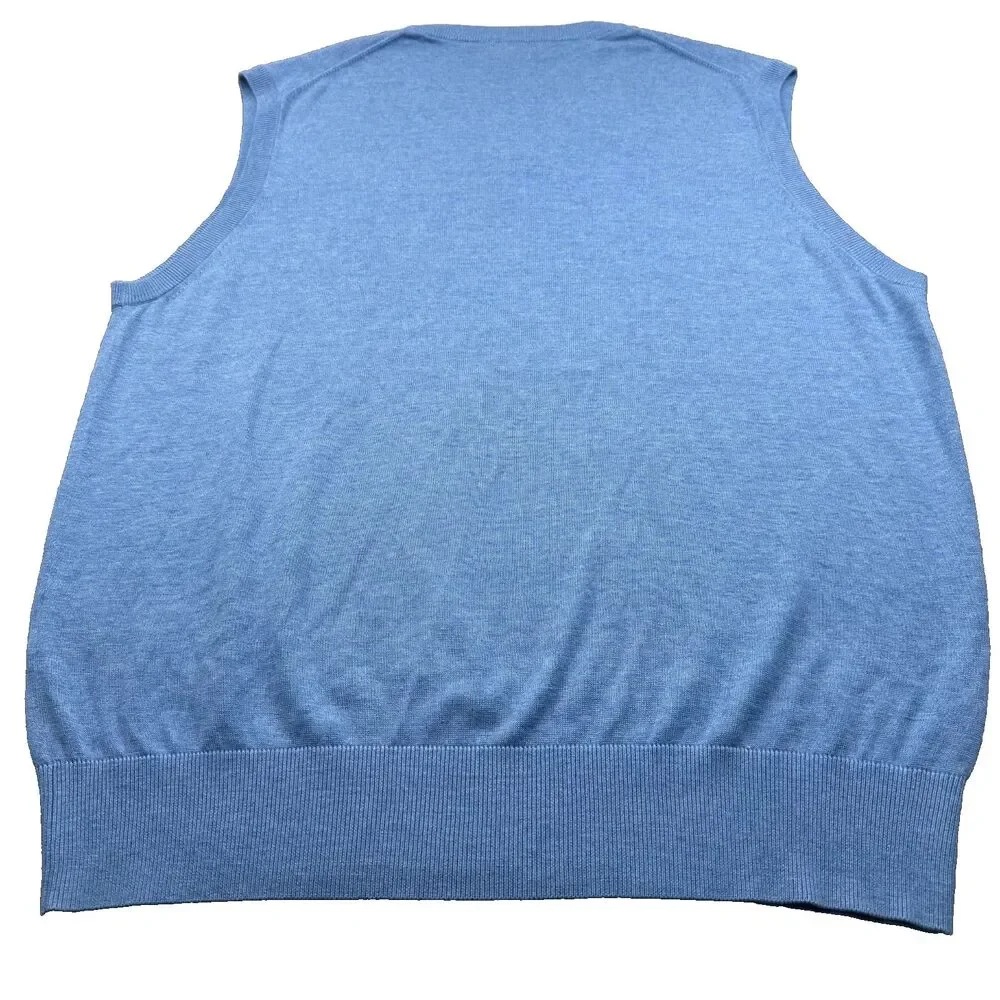 Peter Millar Sweater Vest Silk/Cotton/Cashmere V-Neck Men's Xl Blue NGLA Logo